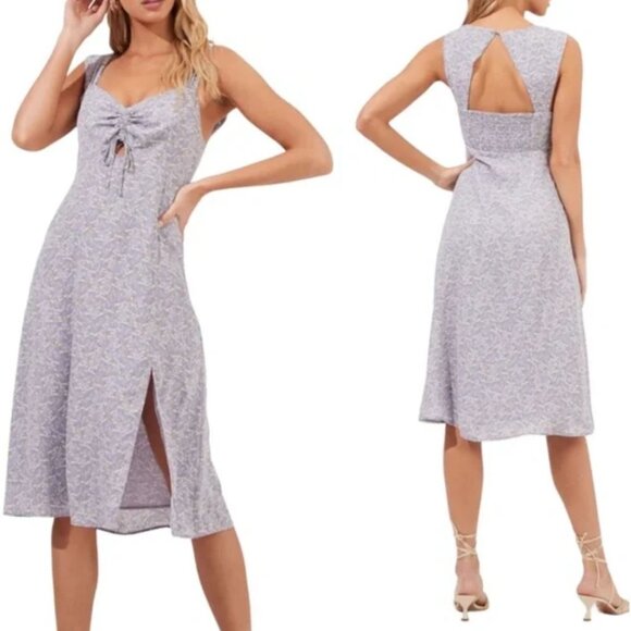 Astr Dresses & Skirts - ASTR The Label | Cinched Bust Midi Dress Blue, Purple, Yellow Floral | Size XL